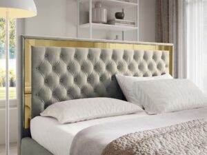 miniaturka Łóżko pikowane zagłowie metalowe nogi Melo