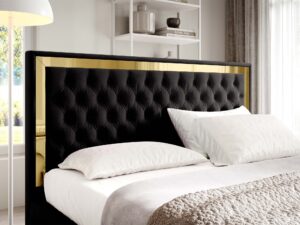 miniaturka Łóżko pikowane zagłowie metalowe nogi Melo