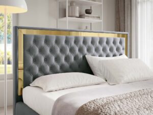 miniaturka Łóżko pikowane zagłowie metalowe nogi Melo