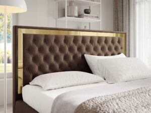 miniaturka Łóżko pikowane zagłowie metalowe nogi Melo