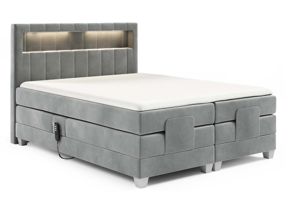 Łóżko nowoczesne ozdobne przeszycia LED Lettera