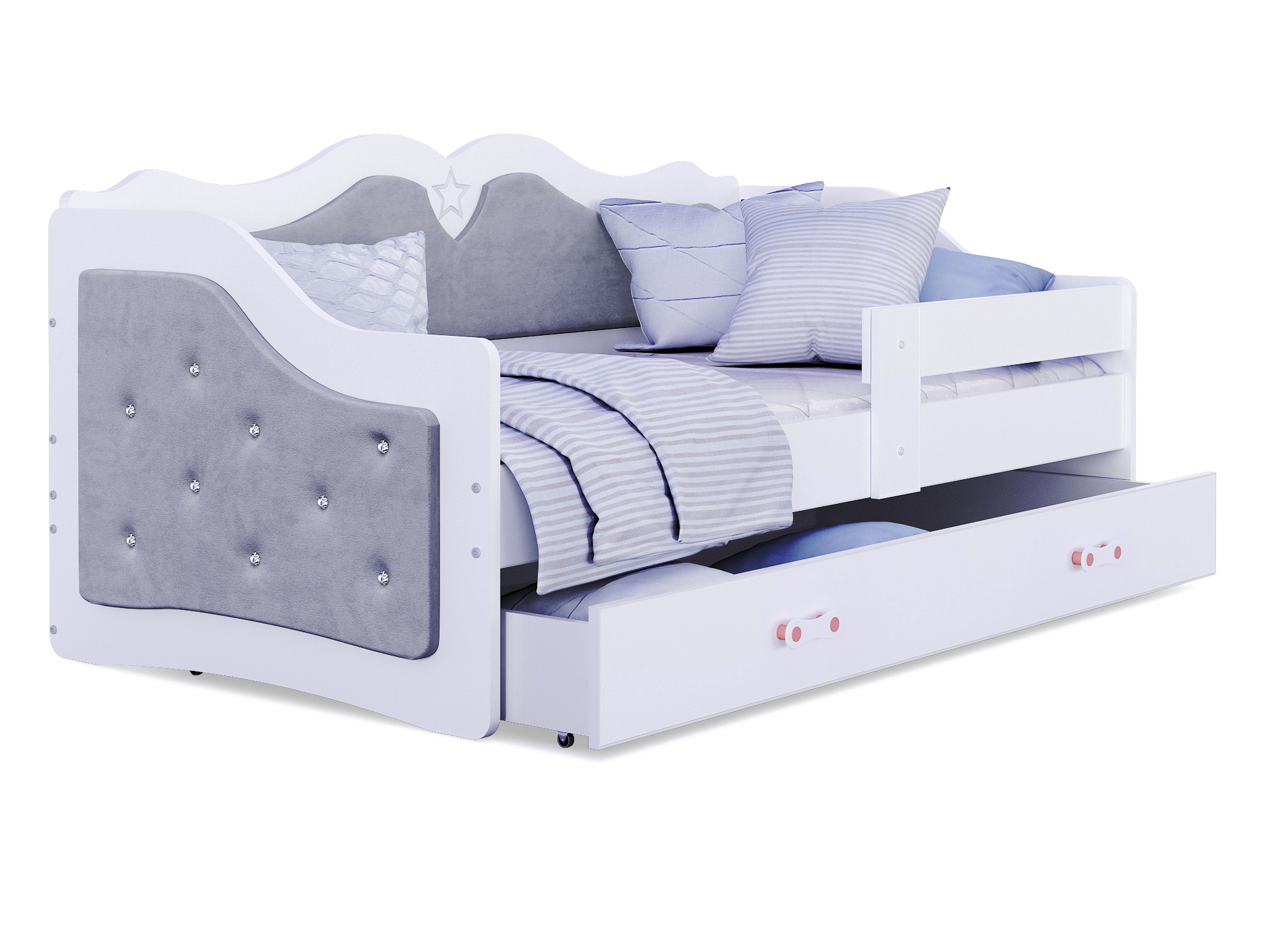 Łóżko dziecięce Emi T 1608 K z barierką ochronną