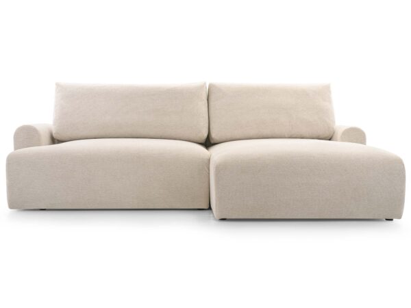 Narożnik modułowy beżowy tapicerowany z miękkimi poduszkami oparcia