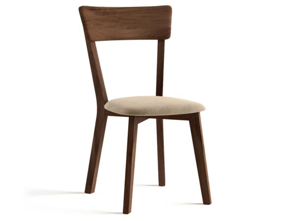 Krzesło dębowe tabacco z siedziskiem beżowym