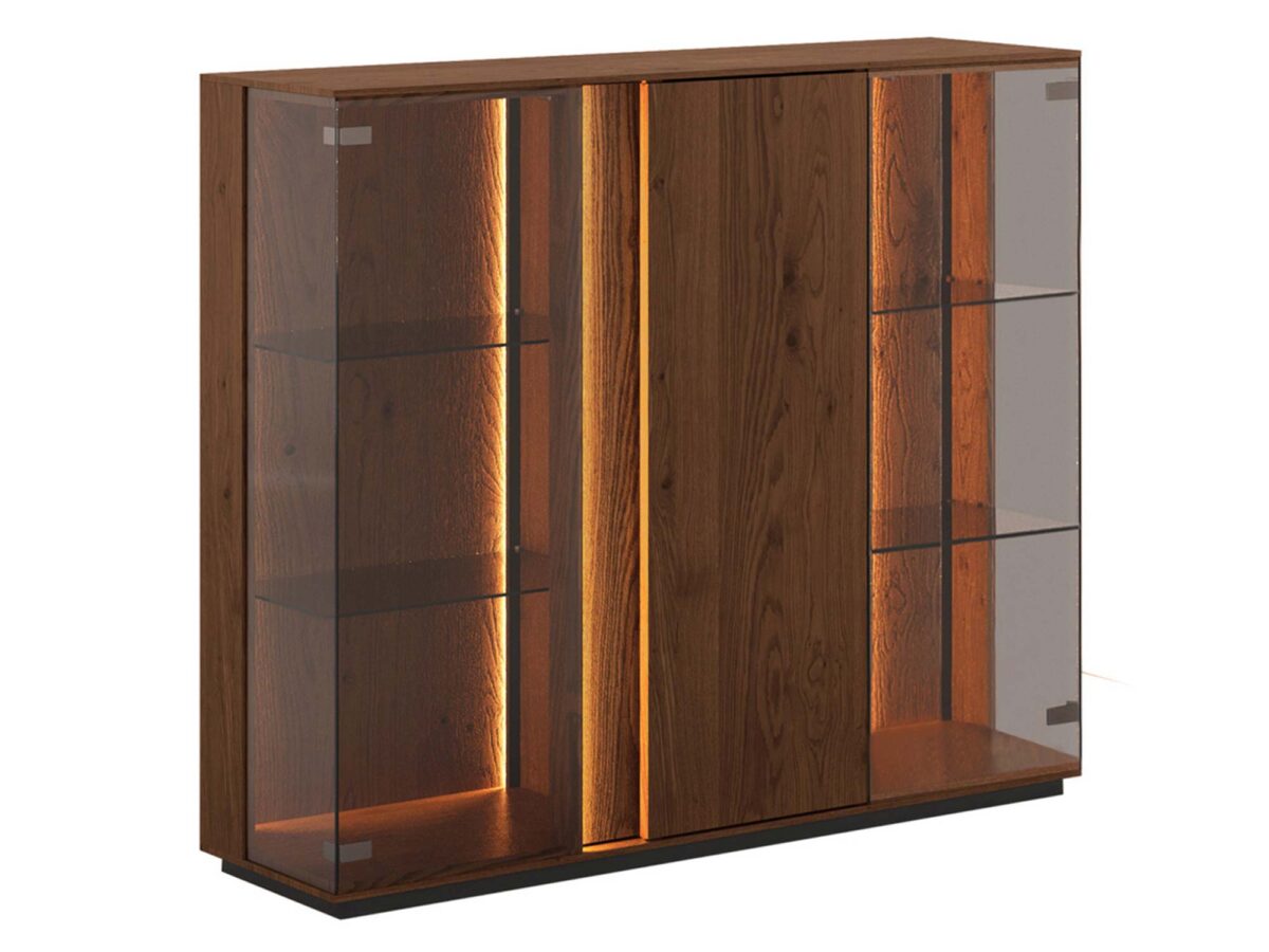 Elegancka witryna 3-drzwiowa drewniana Essentia