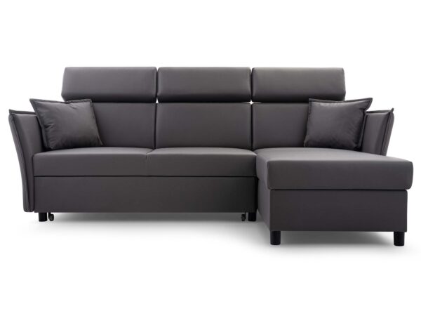 Narożnik prawy grafitowy z regulowanymi zagłówkami i poduszkami