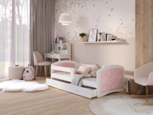 miniaturka Łóżko dziecięce Mia 1608 K tapicerowane w kolorze białym