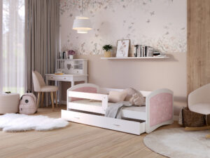 miniaturka Łóżko dziecięce Mia 1608 K tapicerowane w kolorze białym