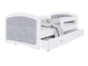 Łóżko dziecięce Mia 1608 K tapicerowane w kolorze białym