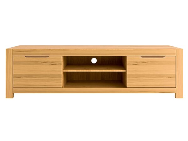 Rozłożona szafka telewizyjna dębowa z otwartymi frontami