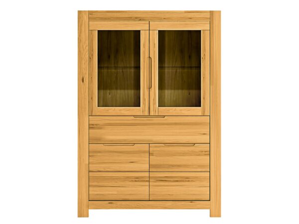 Masywna witryna Napoli z przeszkleniem i szufladami od frontu