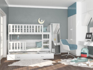 miniaturka Łóżko piętrowe Bambi 190×80 z szufladą i materacem