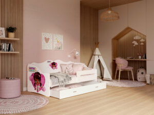 miniaturka Łóżko dziecięce Rima 160 z nadrukiem i wysuwaną szufladą