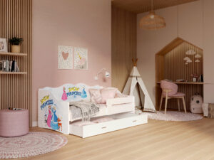 miniaturka Łóżko dziecięce Rima 160 z nadrukiem i wysuwaną szufladą