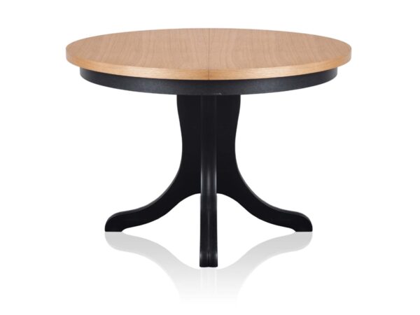 Okrągły stół rozkładany dąb craft z czarną nogą centralną