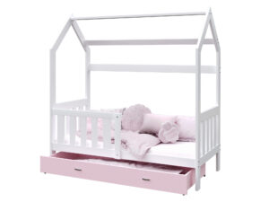 miniaturka Łóżko domek Bella z barierką i schowkiem na zabawki