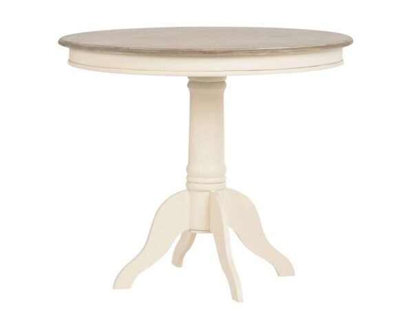 Stolik okrągły prowansalski kremowy z szarym blatem