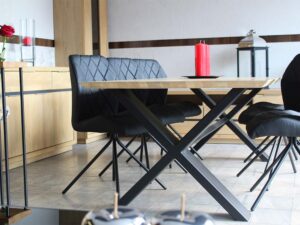 miniaturka Stół dębowo-metalowy z krzyżakiem Metron