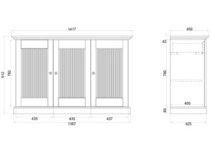 miniaturka Komoda 3-drzwiowa klasyczna drewniana Kalari