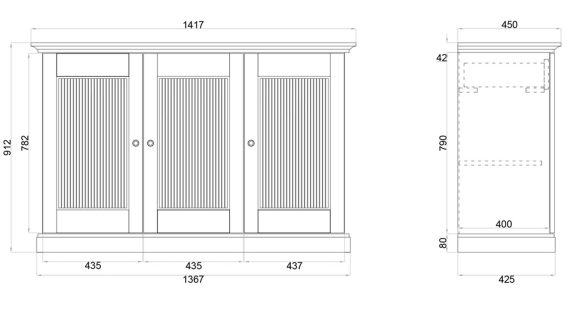miniaturka Komoda 3-drzwiowa klasyczna drewniana Kalari