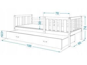 miniaturka Drewniane łóżko piętrowe Bambi 190×80 z barierką