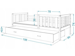 miniaturka Drewniane łóżko piętrowe Bambi 190×80 z barierką