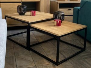 miniaturka Zestaw stolików drewniano-metalowych okrągłych Kongo 1+1