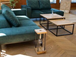 miniaturka Zestaw stolików drewniano-metalowych okrągłych Kongo 1+1