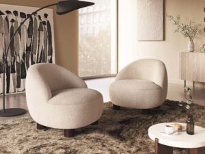 miniaturka Fotel ergonomiczny tapicerowany nogi z drewna Mixa