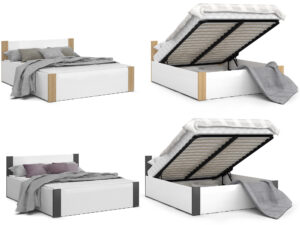 miniaturka Łóżko z pojemnikiem do sypialni w stylu skandynawskim Corner