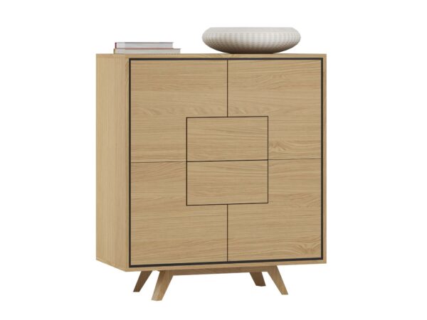 Komoda wysoka dąb naturalny z drzwiami i szufladami