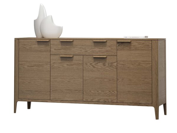 Komoda bardzo szeroka ciemny dąb z drzwiami i szufladami