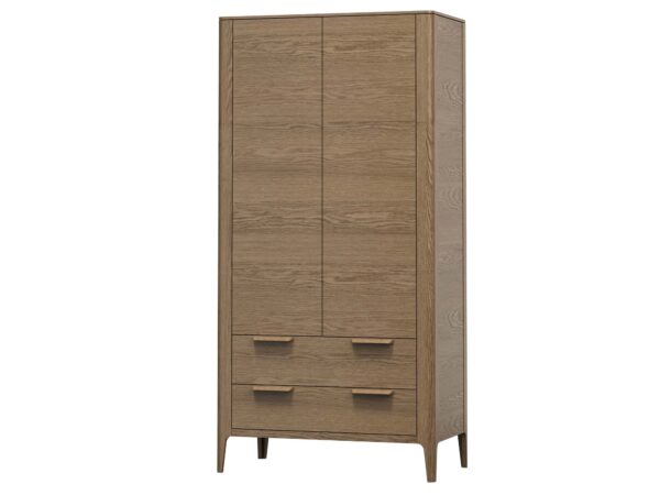 Szafa dwudrzwiowa ciemny dąb z dwoma szufladami