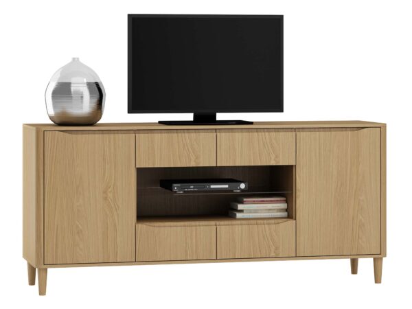 Dębowa komoda z wnęką drzwiami i szufladami kolekcja Brylki