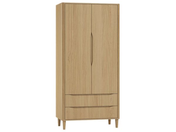 Dwudrzwiowa szafa dąb naturalny z szufladami u dołu