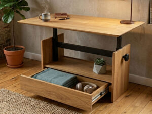 miniaturka Stolik dębowy regulowana wysokość szuflada Artisan 04