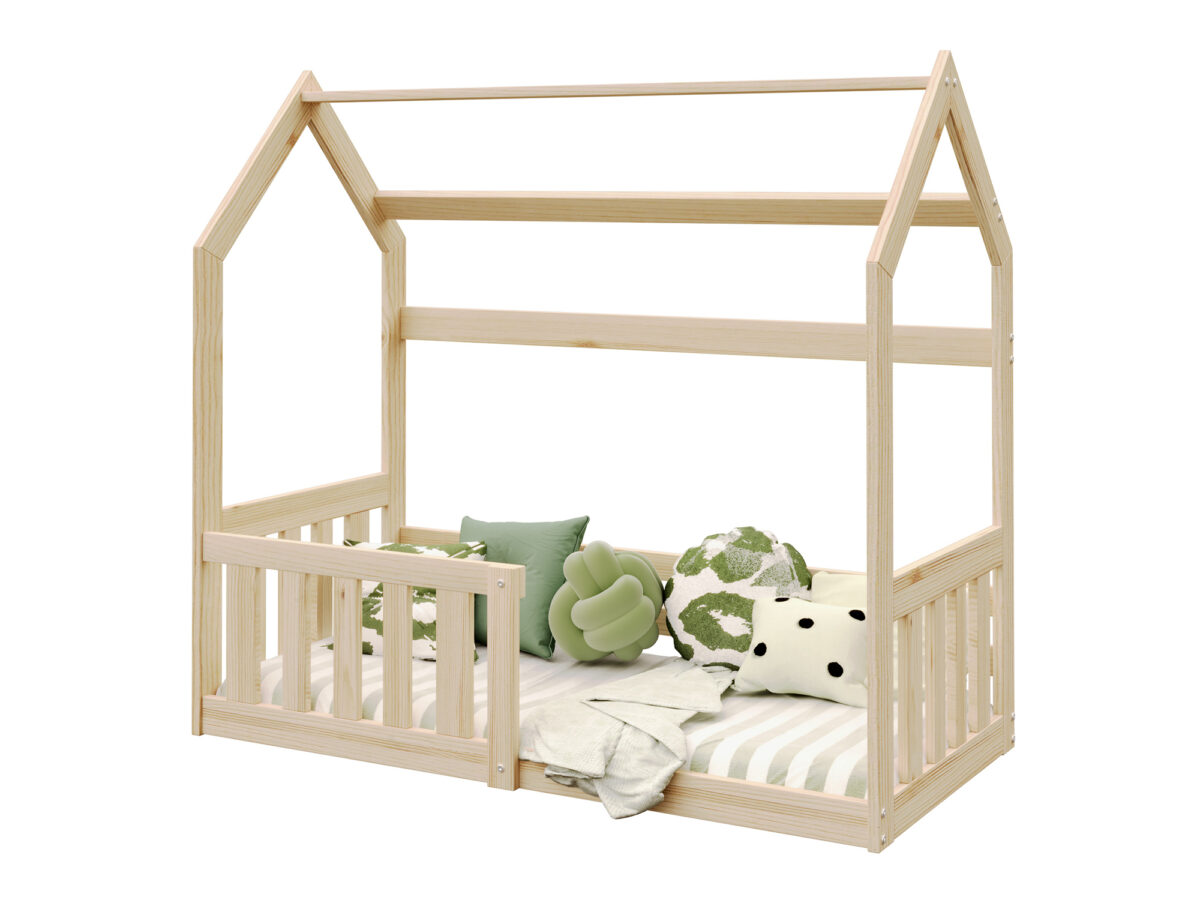 Drewniane łóżko domek Coco 160×80 w stylu skandynawskim