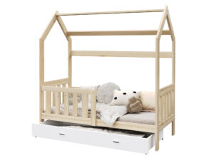 miniaturka Łóżko domek Bella z barierką i schowkiem na zabawki