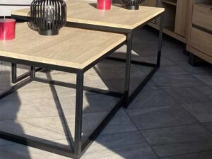 miniaturka Zestaw stolików drewniano-metalowych okrągłych Kongo 1+1