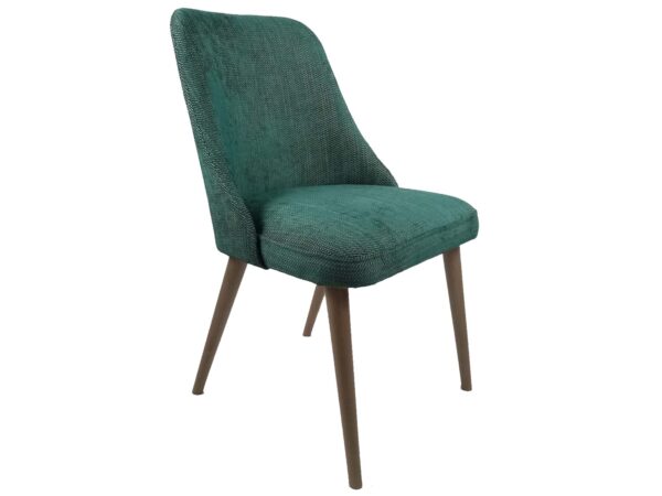 Krzesło tapicerowane zielone z drewnianymi nogami