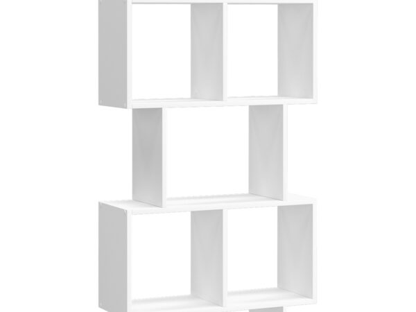 Biały regał nowoczesny z otwartymi półkami geometryczny