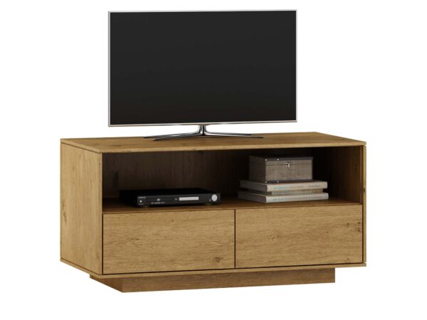 Szafka RTV mała dąb artisan z wnęką i dwoma szufladami