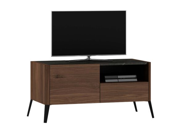 Szafka RTV kompaktowa orzech z drzwiami i wnęką