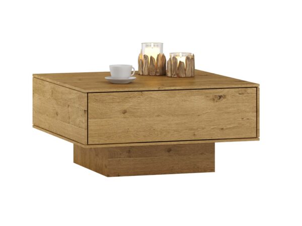 Stolik kawowy dąb artisan z szufladą na nodze centralnej