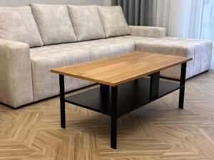 miniaturka Stolik kawowy dąb metalowa rama Taverno