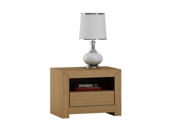 Szafka nocna dąb naturalny z wnęką i szufladą