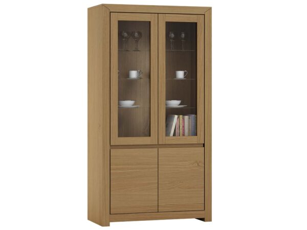 Witryna szeroka dąb naturalny z przeszkleniem i drzwiami