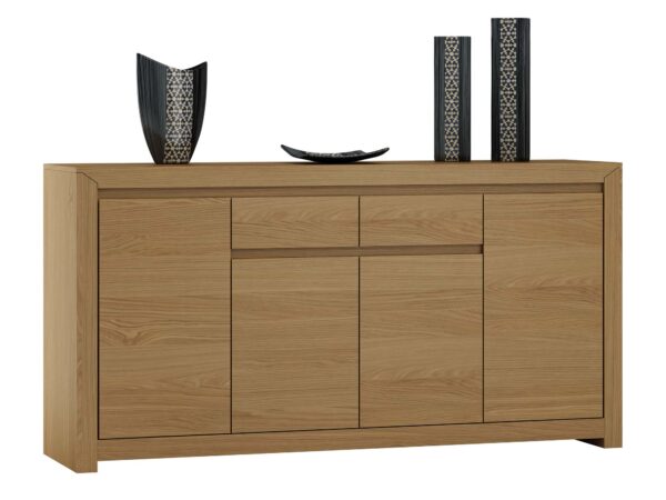 Komoda szeroka dąb naturalny z czterema drzwiami i szufladą