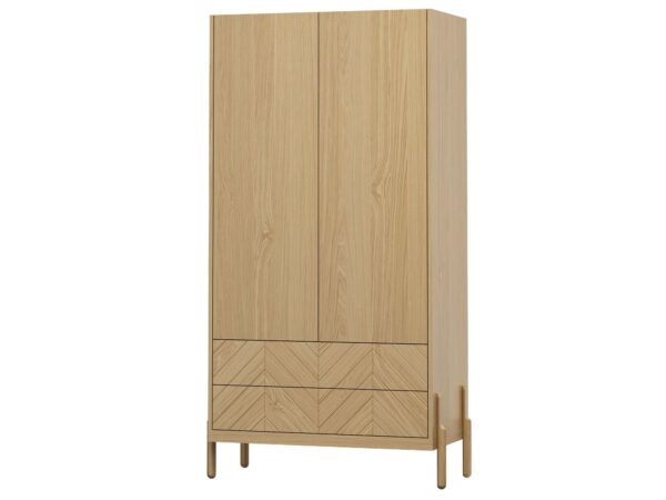 Szafa dwudrzwiowa dąb naturalny z szufladami jodełkowymi