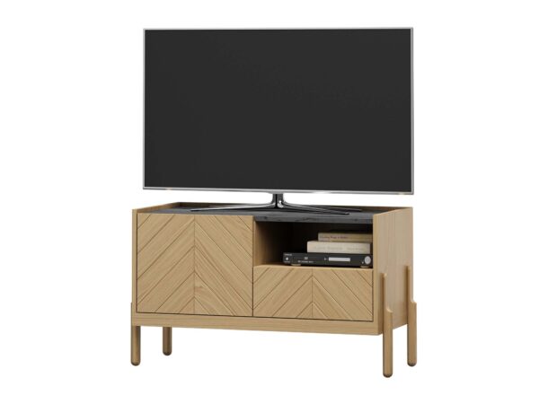 Szafka RTV kompaktowa dąb naturalny z frontami jodełkowymi